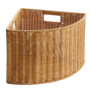 闲储扇形角落收纳筐仿藤编织客厅玄关转角储物篮缝隙三角收纳盒