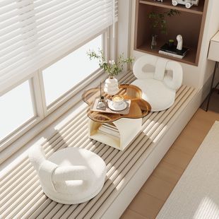 飘窗小茶几三件套奶油风飘窗茶几小桌子榻榻米茶桌卧室阳台矮桌简