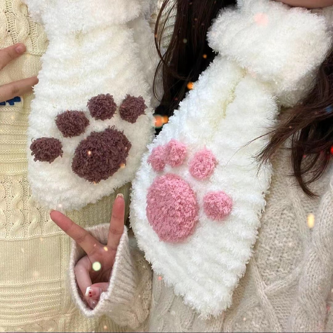 手工自制猫爪围巾编织材