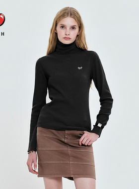 KIRSH大樱桃新款春秋黑色高领打底衫女显瘦内搭长袖T恤