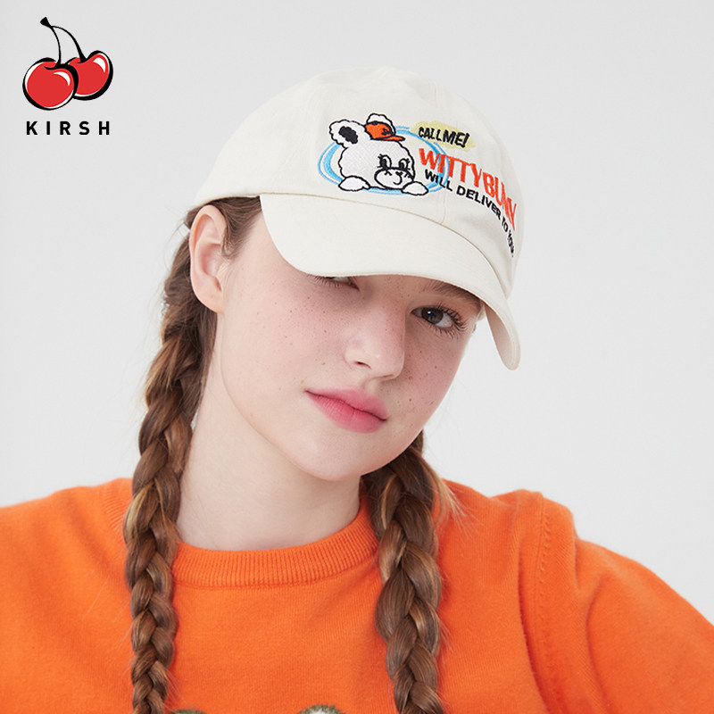 樱桃KIRSH秋冬卡通字母刺绣棒球帽韩版休闲少女大头围显脸小帽子