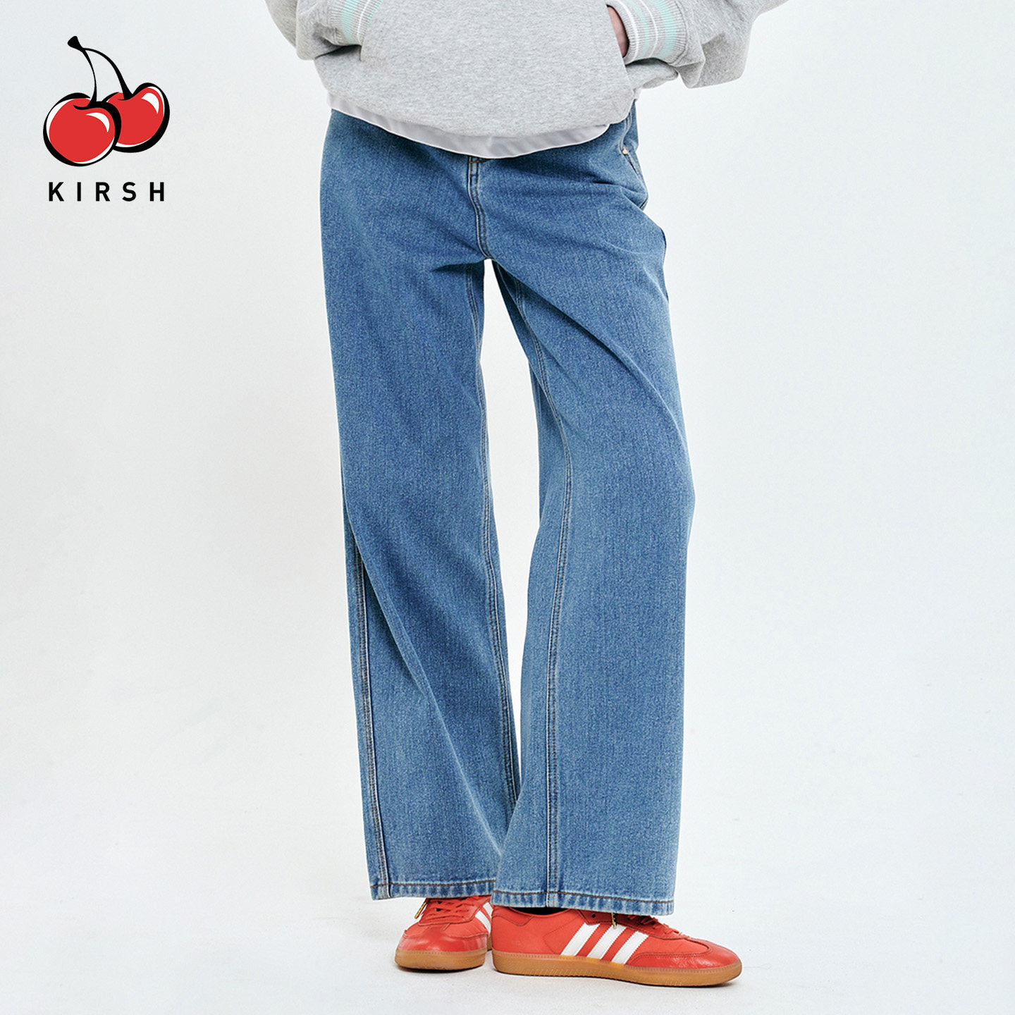 kirsh高腰水洗阔腿牛仔裤女冬加绒直筒长裤宽松休闲日常百搭女裤,女装/女士精品,牛仔裤,淘宝优惠券,粉丝福利购,淘宝优惠卷