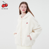 樱桃KIRSH 摇粒绒外套女秋冬2024新款 加绒加厚韩系连帽绒外套冬