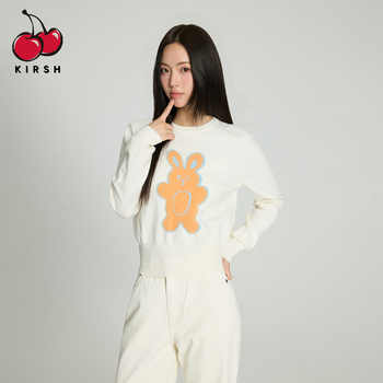 宋雨琦同款KIRSH兔子刺绣短款毛衣女秋冬韩版甜美少女打底针织衫