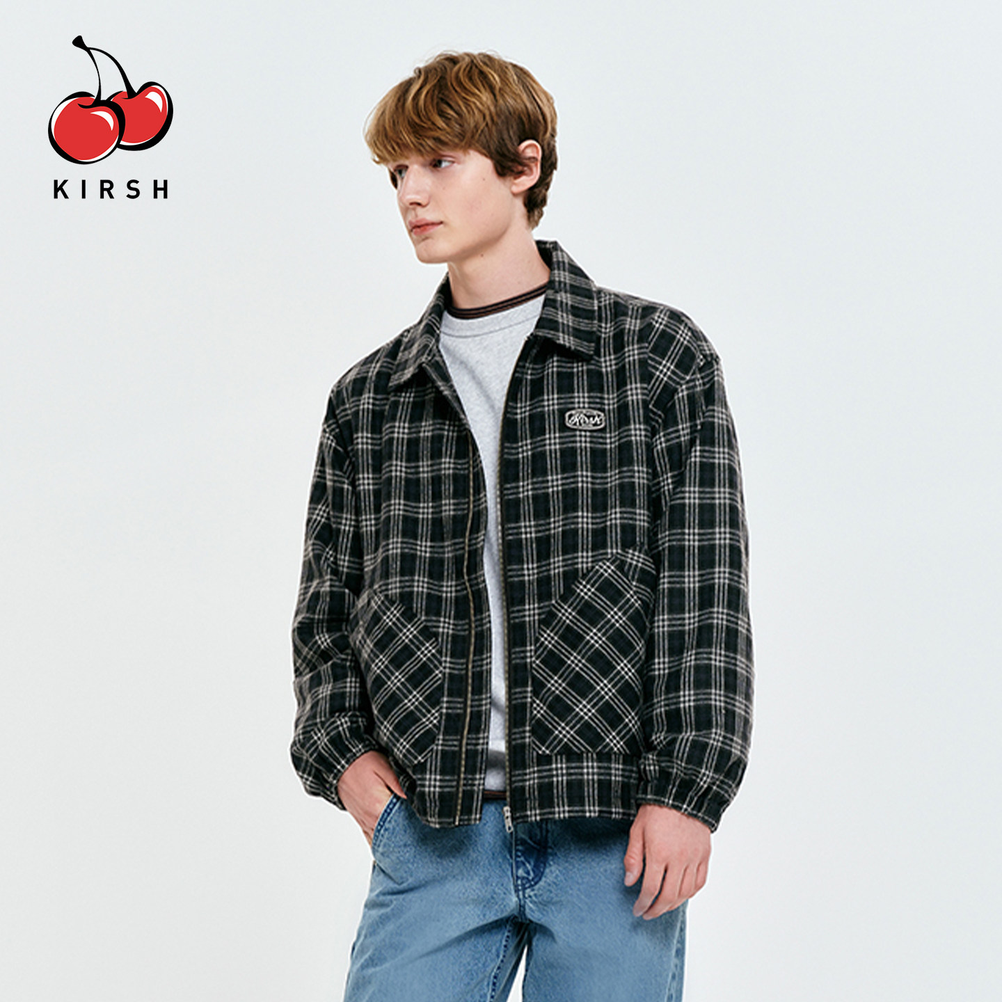 KIRSH美式复古翻领格纹夹克男冬季时尚潮男士休闲拉链格子短外套,女装/女士精品,短外套,淘宝优惠券,粉丝福利购,淘宝优惠卷