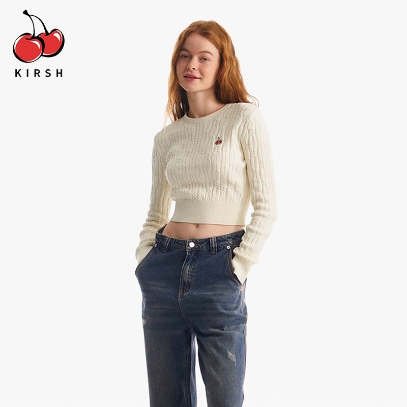 kirsh短款露脐针织衫修身上衣