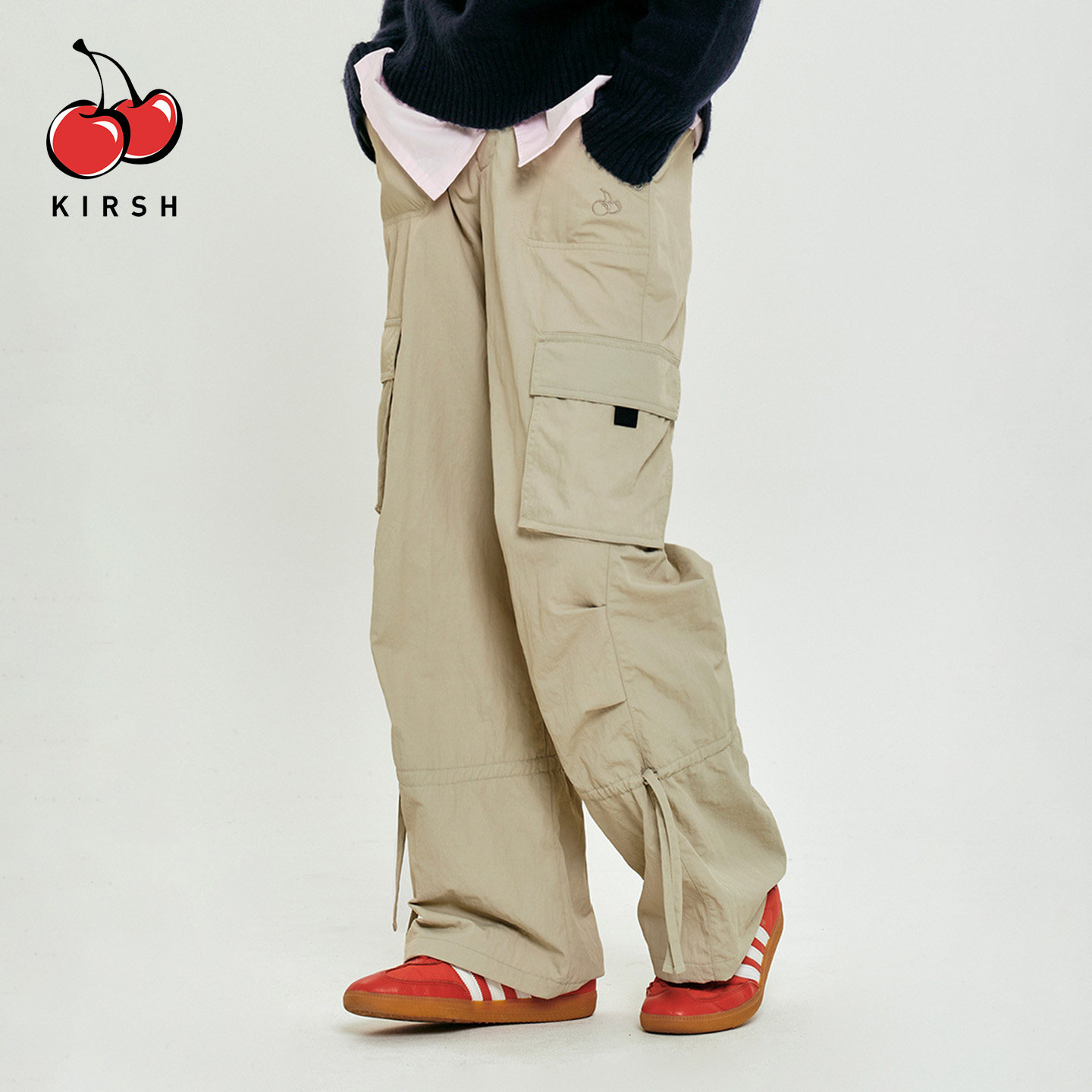 KIRSH美式抽绳多口袋工装裤女款秋冬酷飒风休闲裤宽松直筒长裤女,女装/女士精品,时尚工装裤,淘宝优惠券,粉丝福利购,淘宝优惠卷