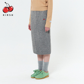 裙子 针织半身裙秋冬高腰包臀直筒开叉中长款 kirsh大樱桃春季 新品