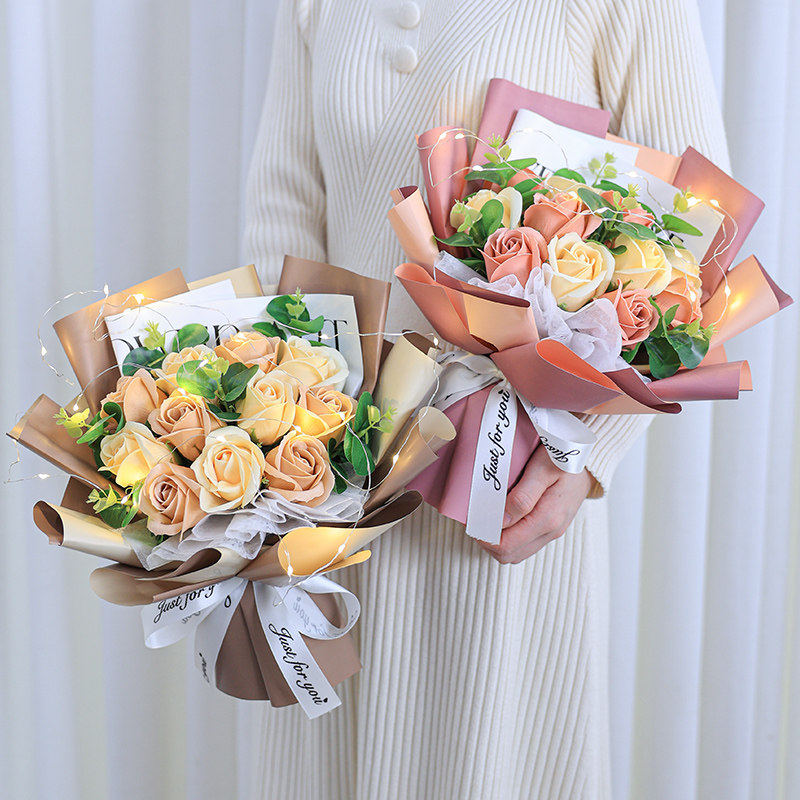 香皂仿真康乃馨玫瑰花 女神节简约风格创意礼物送女友生日