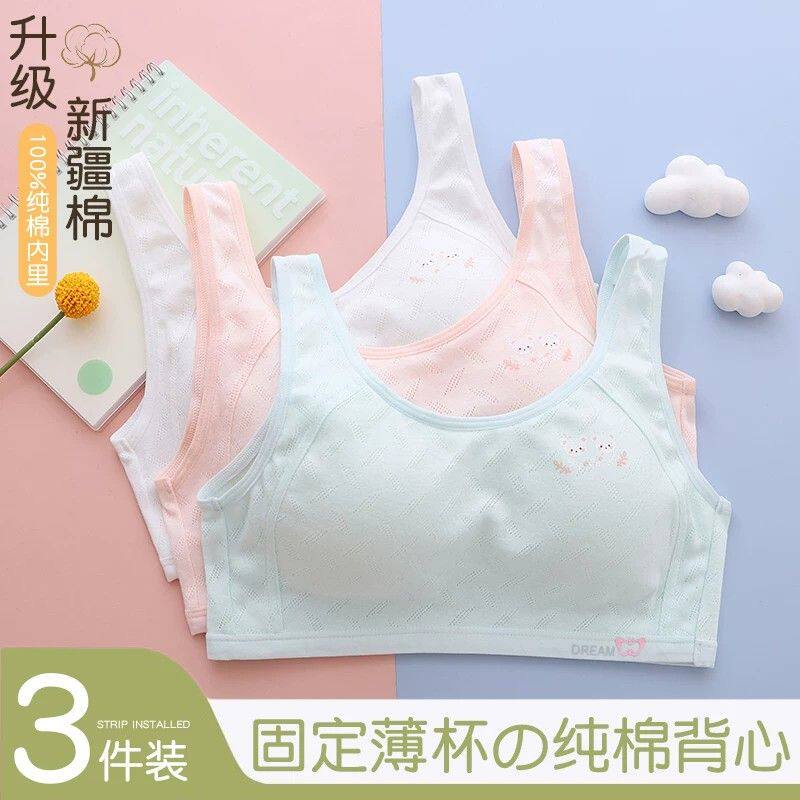 初中生纯棉内衣高中学生少女背心青春发育期15岁女大童文胸固定杯