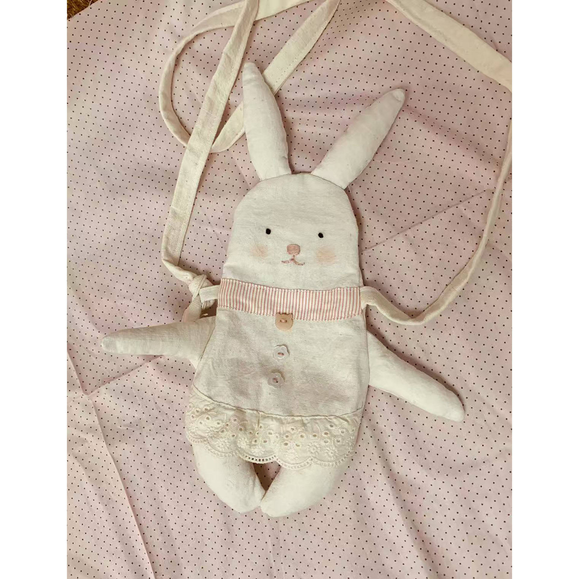 兔子手机包可爱玩偶包遛弯小包蕾丝裙兔兔卡通包迷你刺绣包斜挎包