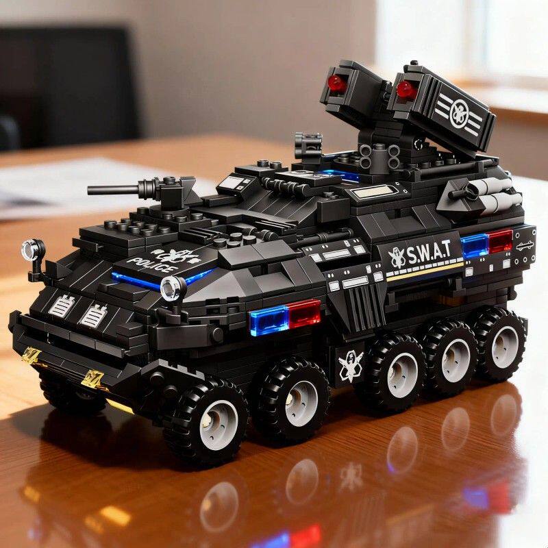 2026年新款特警运兵车积木男孩拼装玩具儿童生日高难度六一礼物