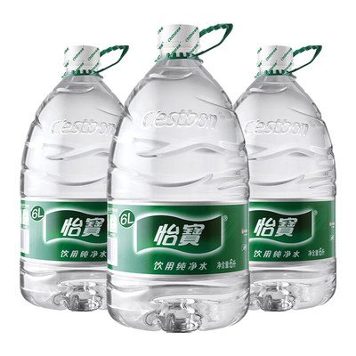 怡宝 饮用水 纯净水6L*3桶装水 整箱装 纯净水家庭办公会议用水