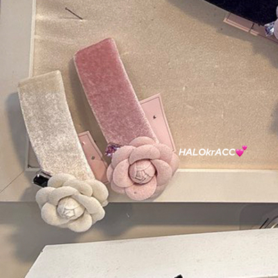 HALOkrACC韩国进口luce甜美草莓牛奶 丝绒山茶花方发夹弹簧夹