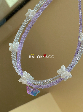 HALOkrACC韩国飞舞紫白蝴蝶