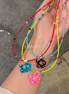 HALOkrACC韩代撒娇小熊项链