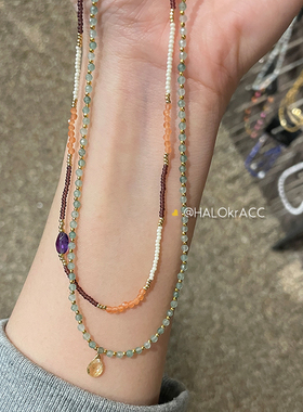 HALOkrACC韩代清透薄荷紫项链