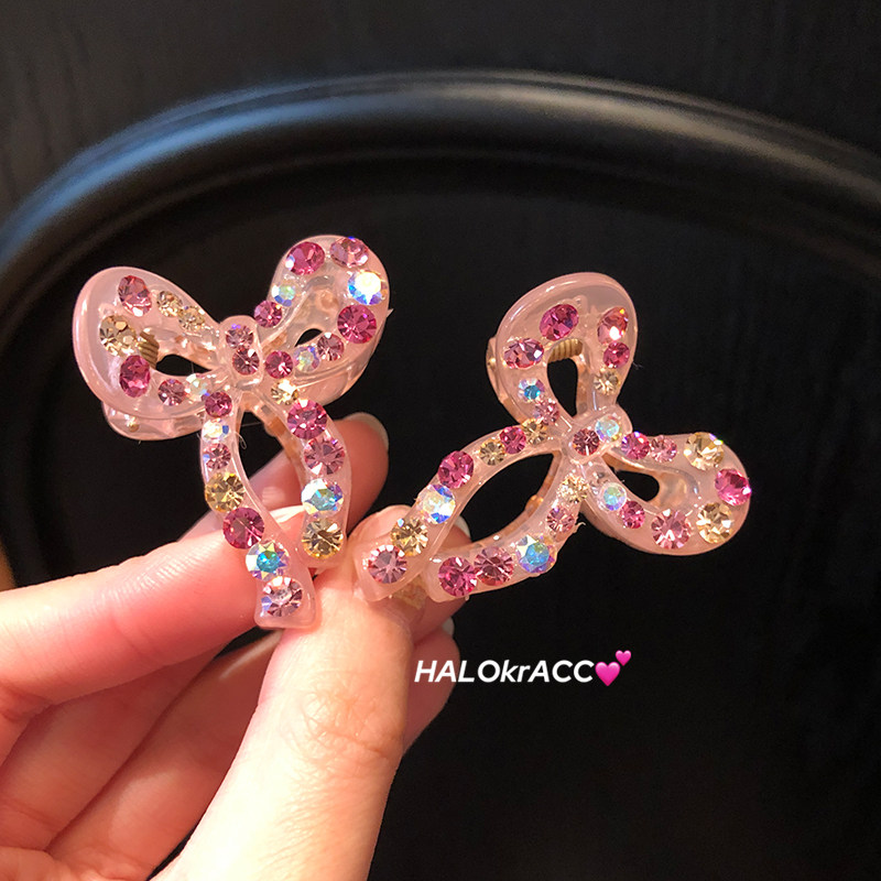 HALOkrACC韩国进口s水晶水钻 粉色果冻冰糖彩钻飘带小发夹刘海夹