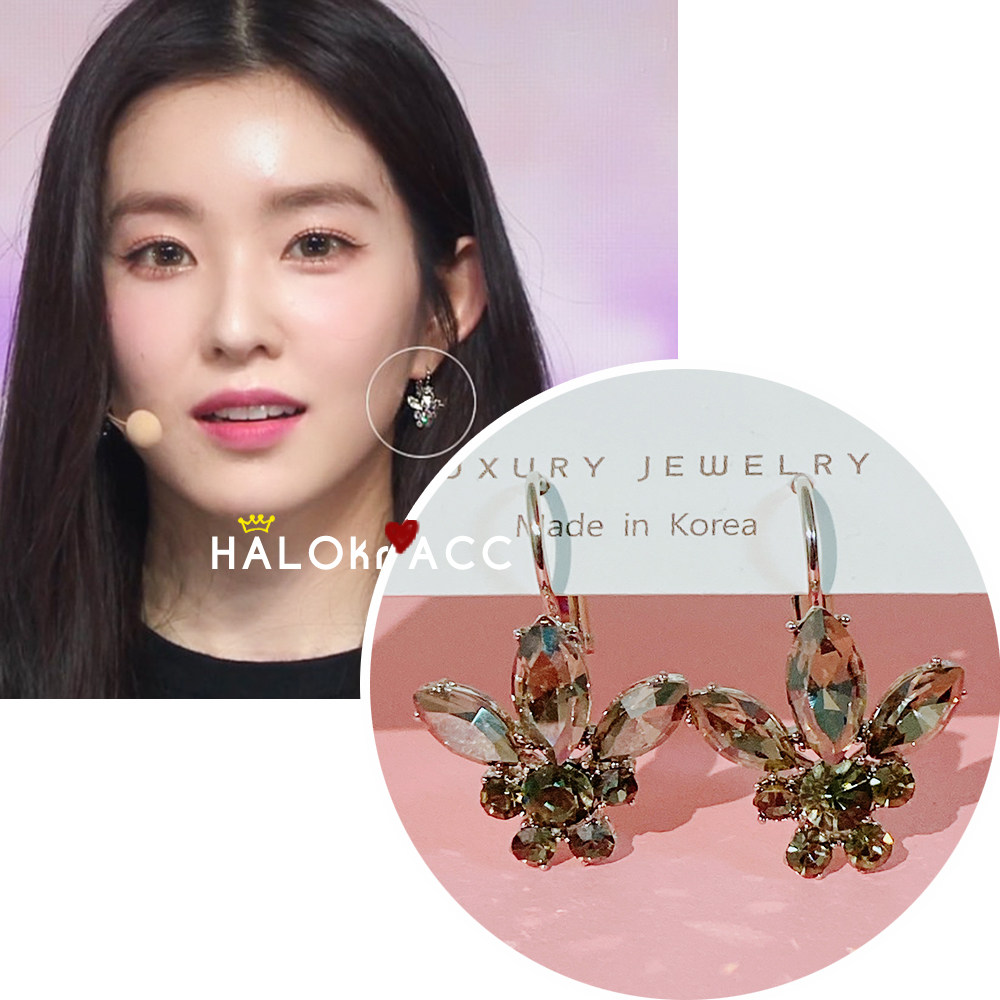 halokracc韩国进口irene裴珠泫同款灰黑色系尖钻小闪亮挂钩耳钉