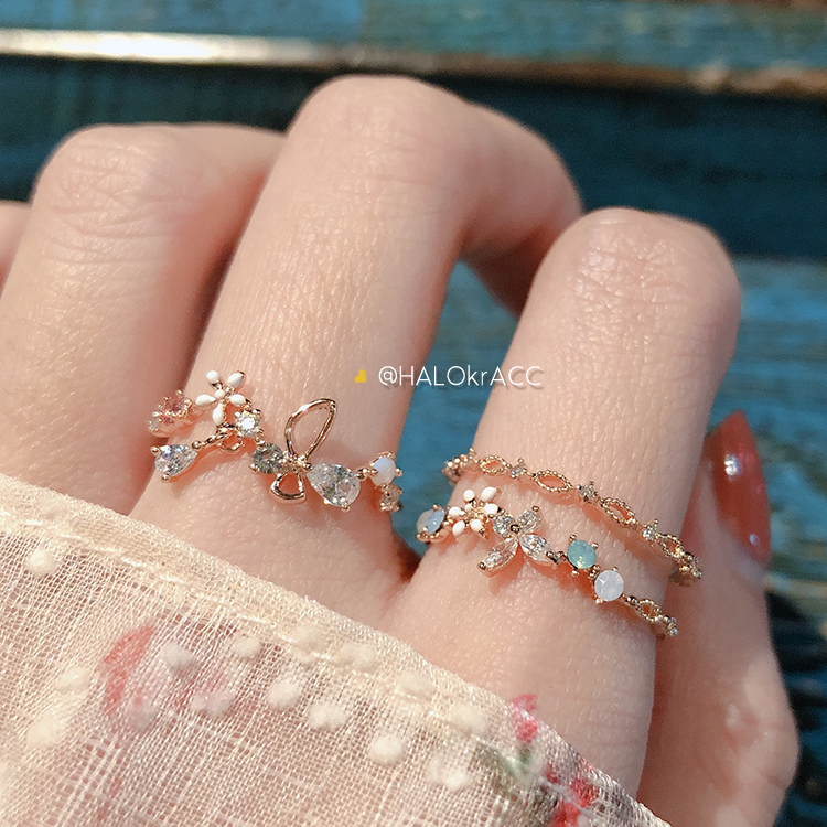 HALOkrACC韩国蝴蝶花园开口戒指