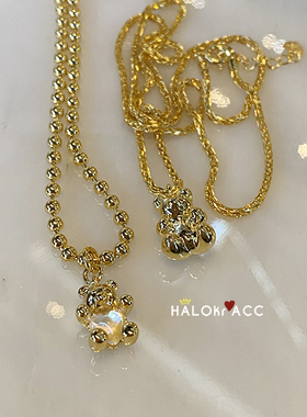 HALOkrACC纯银镀金小熊项链