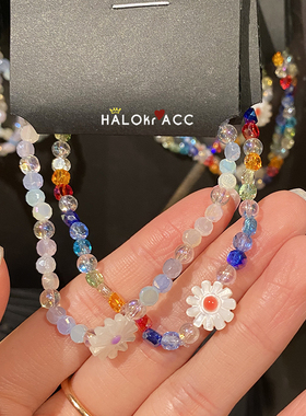 HALOkrACC韩国扁彩冰晶串珠手链