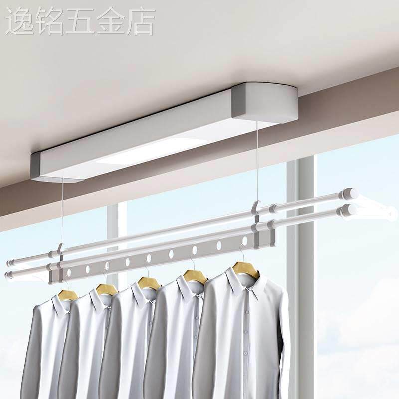 置简单杆电动晾衣架小户型阳台遥控智能升降家用隐形侧装自动衣杆