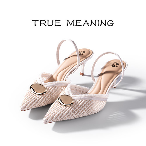 TrueMeaning镂空绊带细跟高跟鞋
