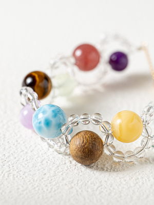 范语 · 沉星瀚海手串 沉香海纹石白水晶多宝手串送沉香蜜蜡耳钉