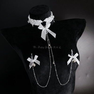 蕾丝项圈女草身体链草莓夹铃铛