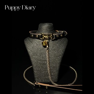铃铛项圈皮质choker带牵引链定制可刻字女道具cos脖圈男 Puppy