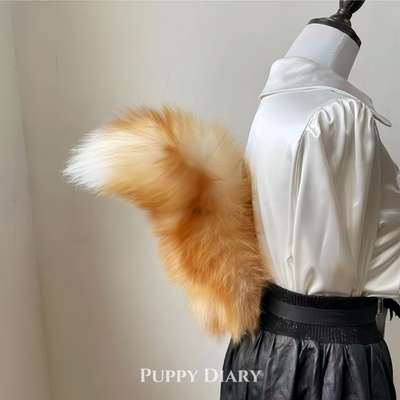 Puppy*真狐狸毛尾巴超蓬松腰带式可弯折派对小狗尾巴cosplay道具