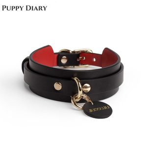 Puppy cos颈圈情侣礼物 真皮项圈choker专圆牌定制刻字男女时尚