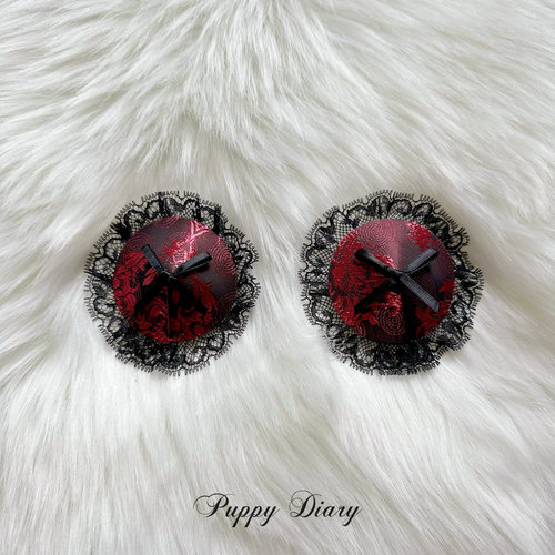 Puppy*蕾丝诱惑乳贴女若隐若现爱心款性感黑色胸贴硅胶防走光