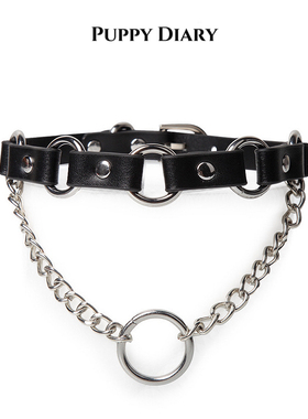 小狗日记*真皮项圈定制可刻字choker女颈链朋克风锁骨链饰品脖圈