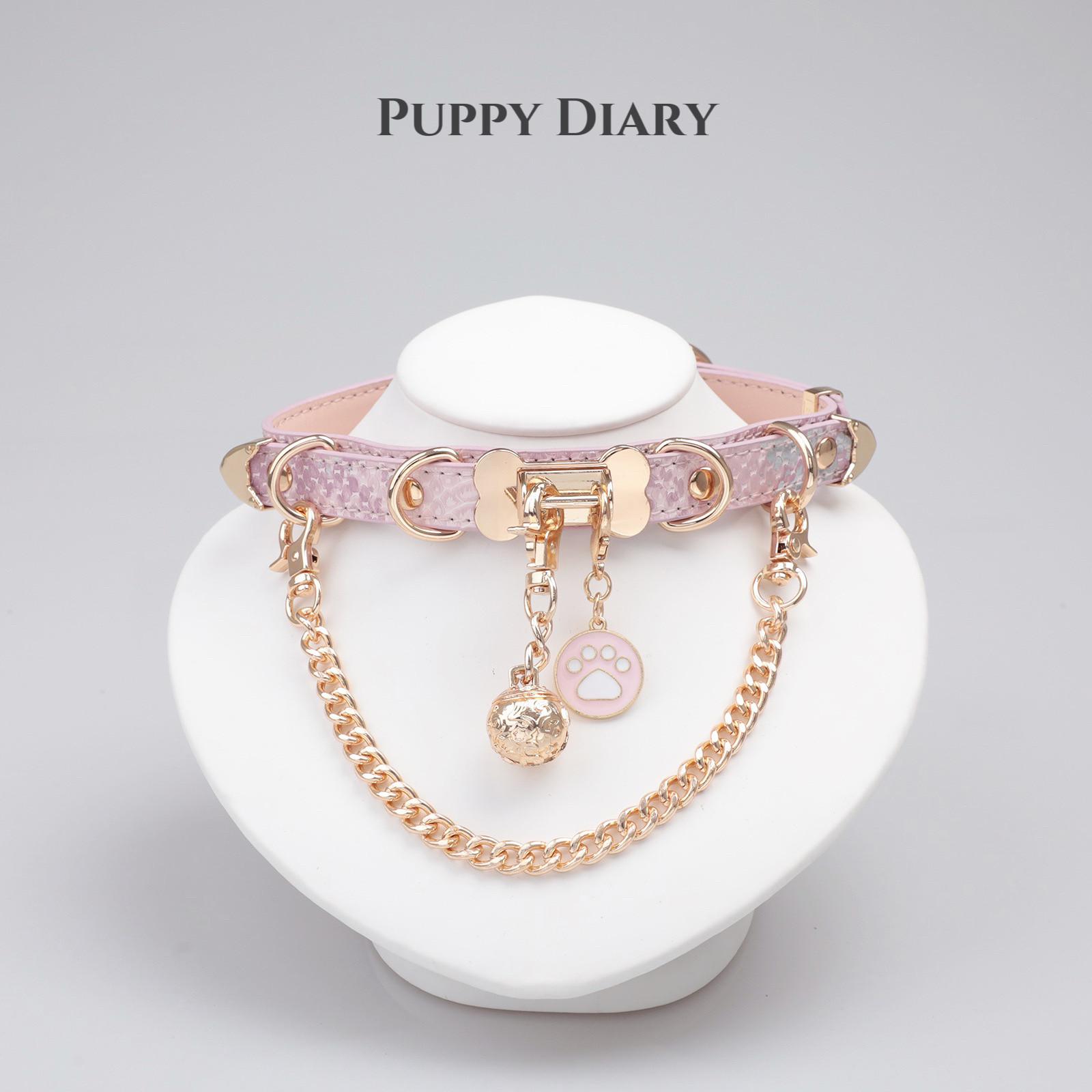 Puppy*蛇纹幻彩小骨头项圈铃铛锁骨链吊牌颈圈情侣choker礼物