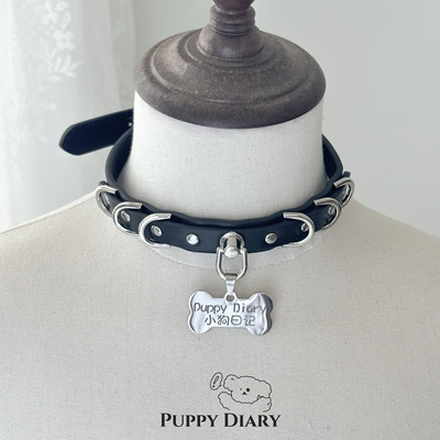 Puppy*骨头choker项圈女铭牌免费刻字带链条情侣项链礼物