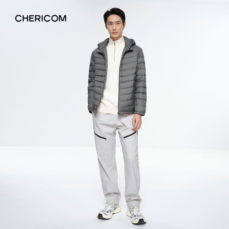 千仞岗24秋新款短款羽绒服男叠穿连帽简约秋冬轻薄Y299505Y