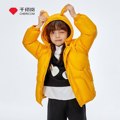 千仞岗2023新款萌趣薄款连帽防风保暖男女短款反季羽绒服Y289812Y