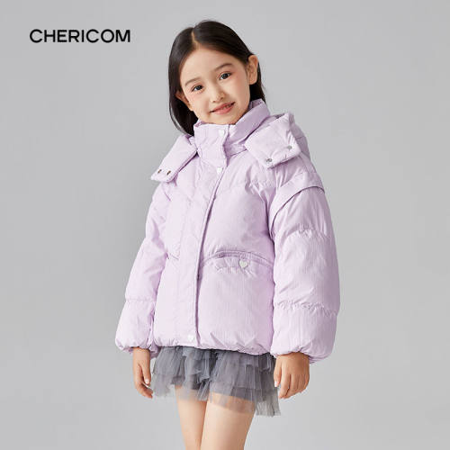 千仞岗正品冬新款儿童短款可脱卸帽羽绒服男女童冬装外套Y299822Y