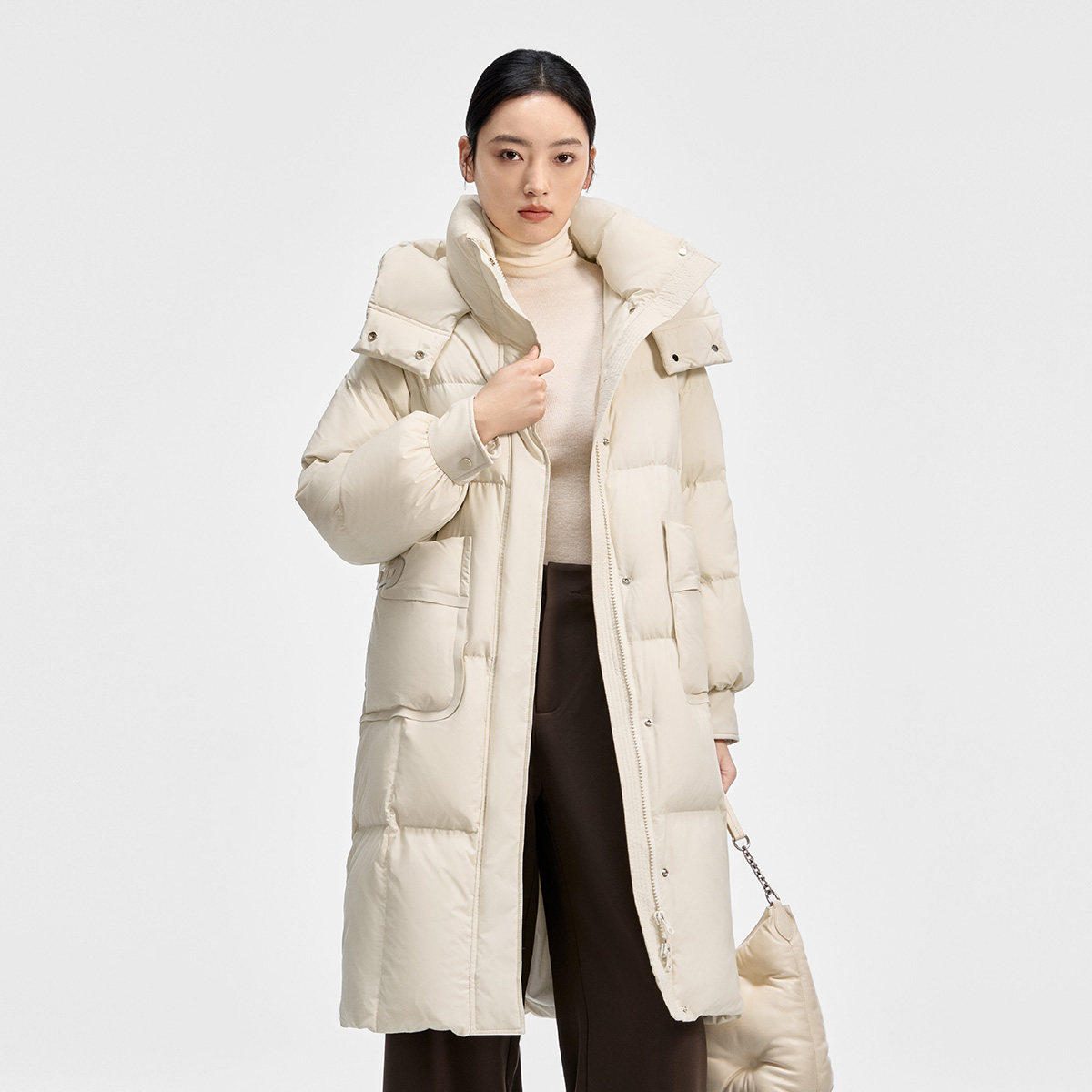 千仞岗冬季新款优雅长款羽绒服女休闲羽绒外套专柜同款Y308160Y