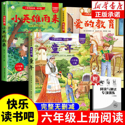 全套3册 童年六年级上册必读正版的课外书爱的教育小英雄雨来高尔基原著快乐读书吧六上书目鲁滨逊漂流记6年级下册阅读书籍