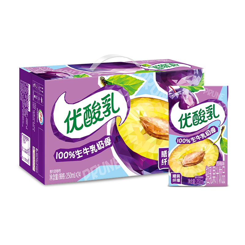 百补/伊利优酸乳轻乳果汁饮品西梅味250ml*24盒 整箱装正品特价