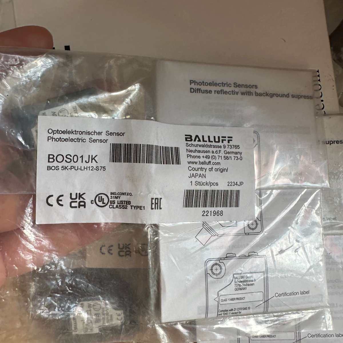 全新原装BALLUFF光电传感器BOS01JK，型