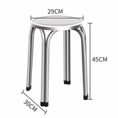 厂家无磁承重400斤四脚加固家用加粗圆凳超厚304不锈钢凳子夜市