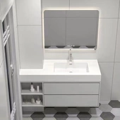 定制卫生间柜子切角异性浴室柜组合岩板陶瓷盆简约风智能镜柜组合