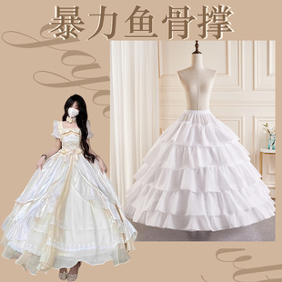 裙撑Lolita可调节鱼骨撑花嫁礼服衬裙在逃公主蓬蓬裙荷叶边延长撑