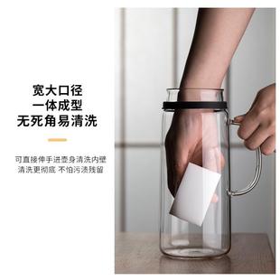 客厅凉水壶冷泡扎壶 耐热家用玻璃冷水壶大容量防尘晾白开水杯套装