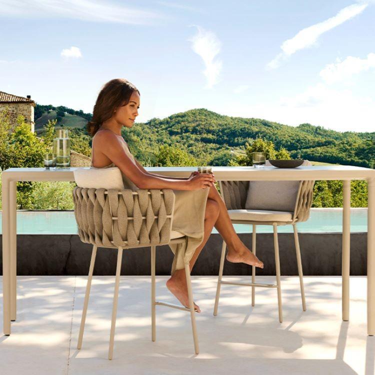 伊利吧椅定高制户欧室北外餐厅酒吧靠背脚椅子民宿阳台休闲吧椅外