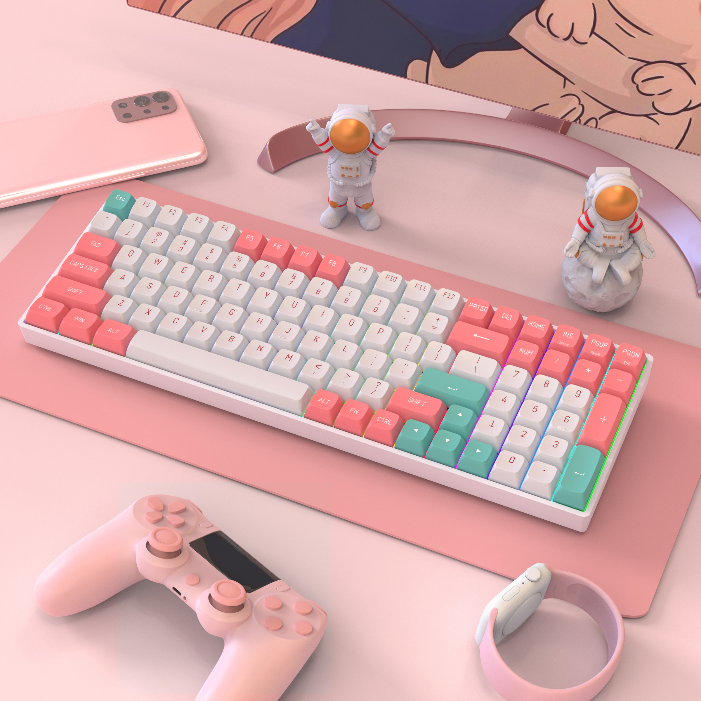 凯华热拔插轴机械键盘无线dk100